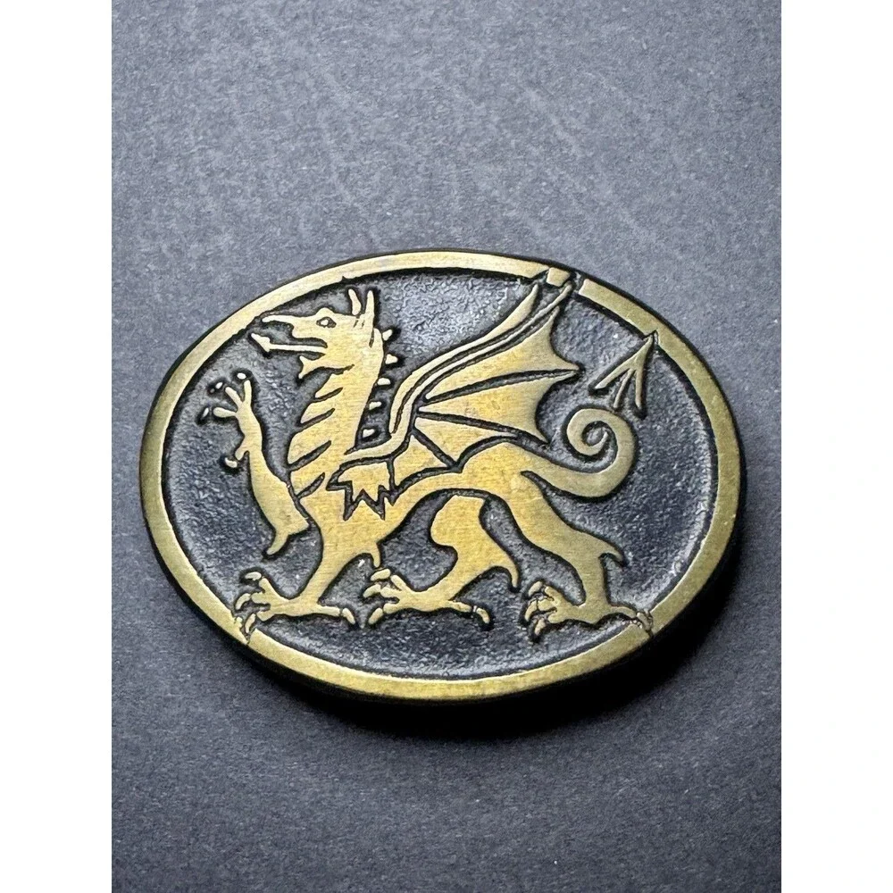Vintage Rainbow Metals Welsh Dragon Belt Buckle Solid Bronze Sandcast Celtic